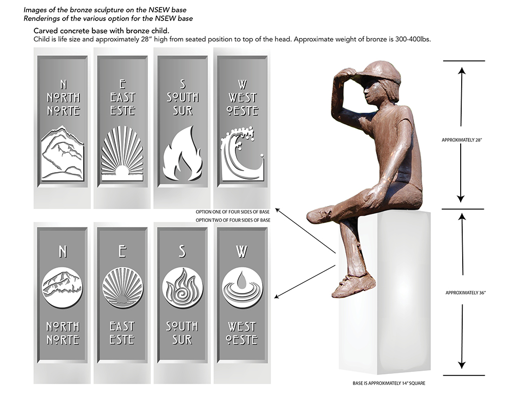 Bronze sculpture on platform